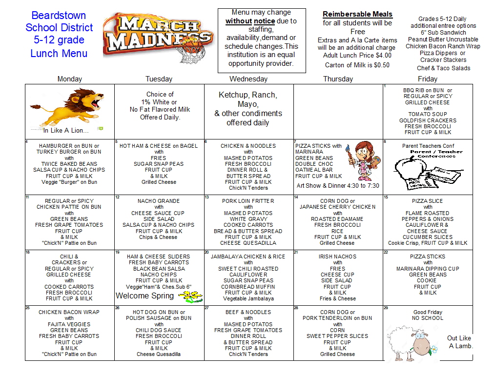 Beardstown CUSD 15 Lunch Menus